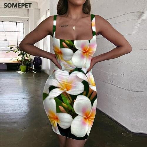 SOMEPET Plum Blossom Dresses Women Flowers Bodycon Dress Romantic Vestido Sexy Harajuku Sundress Womens Clothing Summer Beach