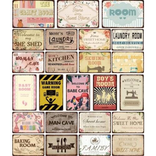 Restaurant Game Room Baby Room Laundry Room Tin Signs Anti-Fading Iron Painting Metal Poster Retro Restaurant Home Decoration
