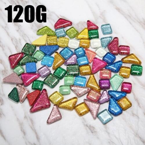 120g 70pcs/set Glitter Shiny Glass Mosaic Tiles Bulk For DIY Crafts Mosaic Making Children Puzzle Art Craft Colorful Stone