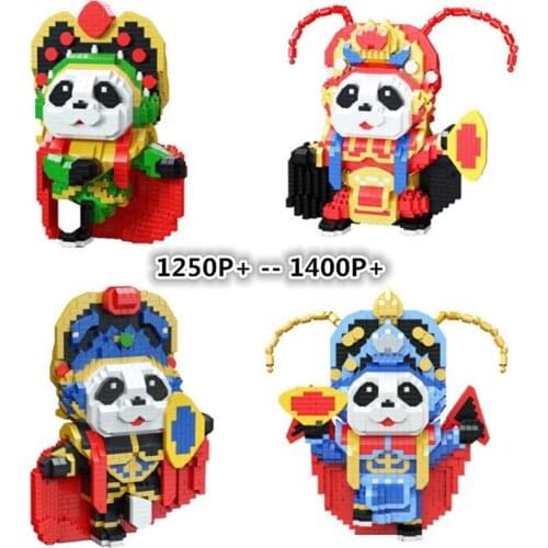 1250P Creative DIY Assembly Chinese Wing Mini Block Educational Animal Panda Sichuan Opera Toy for Children Building Model Brick