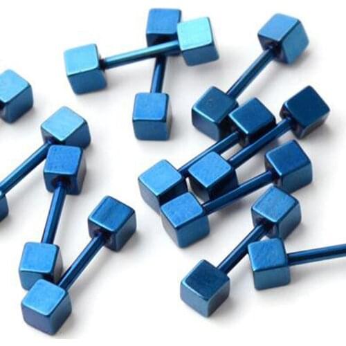 2 Pieces/lot 16G Stainless Steel Square Earring Barbell Tragus Helix Earring Nose Ring Body Piercing Jewelry