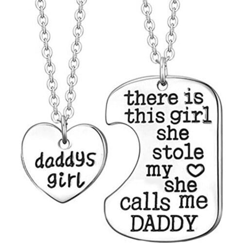 2Pcs Father Daughter Gift These Girls Stole My Heart They Call Me Daddy Keychain Set Heart Puzzle Daughter Dad Necklace