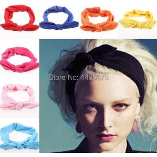 200pcs/lot 2015 Stretch Twist Headband Turban Korean Style Rabbit Ear Headscarf Elastic Scrunchy Headbands
