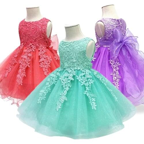 2021 Newborn Baby Dress Girl 1 Year Birthday Party Dress lace Tulle Girl Infant Christening clothes Toddler Princess Sweet dress