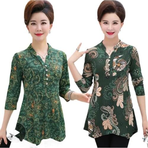 2021 New Womens Spring T-Shirt Mid-Length Plus Size Summer Middle-Aged Mother Bottoming Shirt Top