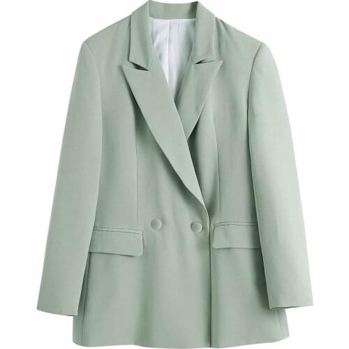 2021 new style temperament fashion slim double breasted long sleeved suit coat women