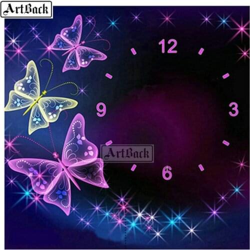 21 kinds of 5d full square diamond painting wall clock for home decoration 3d round diamond embroidery handicraft clock
