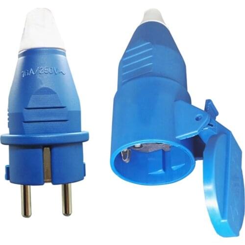 5PCS EU Waterproof Female Socket 16A Electrical Male Schuko Plug 250V AC Power Adapter 4000W Power Socket Industrial