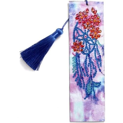 5D DIY Diamond Painting Bookmark Leather Dreamcatcher Tassel Book Marks Special Shaped Diamond Embroidery Book Page Mark Gift
