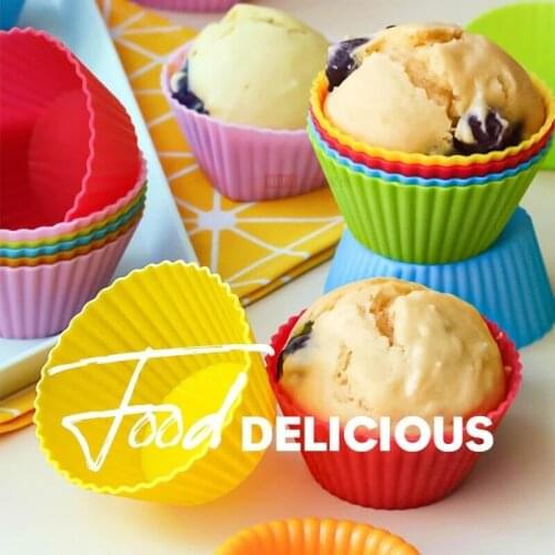 9pcs/Set Silicone Cake Mold Round Shaped Muffin Cupcake Baking Molds Kitchen Cooking Bakeware Maker DIY Cake Decorating Tools