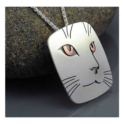 925 STERLING SILVER LASER CUT LADY CATS NECKLACE