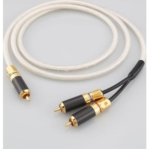 Audiocrast RCA Y-Adapter 1 RCA Male to 2 RCA Male Short Y Splitter Digital Stereo Audio Cable for Subwoofer, Home Theater,HiFi