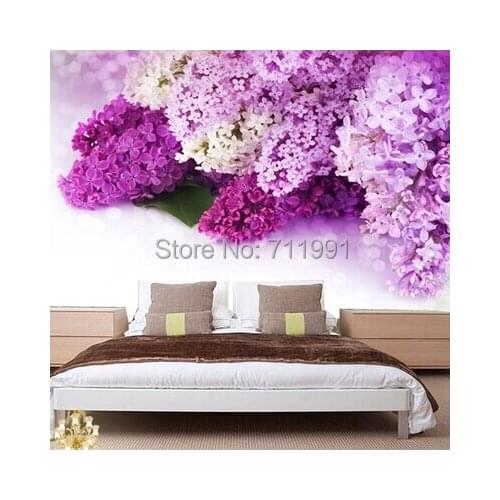 Free shipping custom modern pastoral style 3D lilac bedroom sofa TV background wall mural wallpaper wallpaper