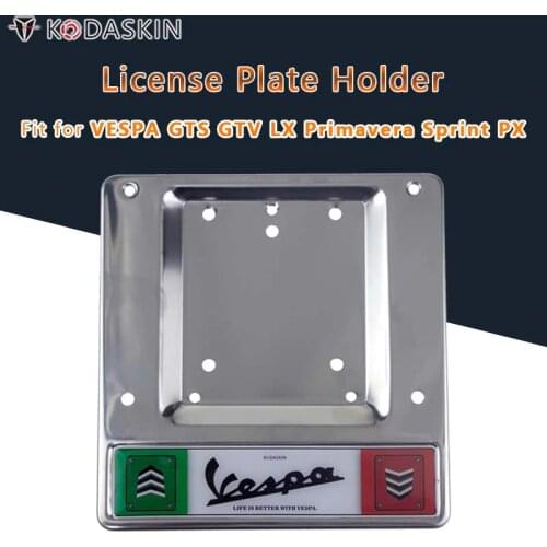 KODASKIN License Plate Holder Frame for Vespa GTS GTV LX Primavera Sprint PX gts300