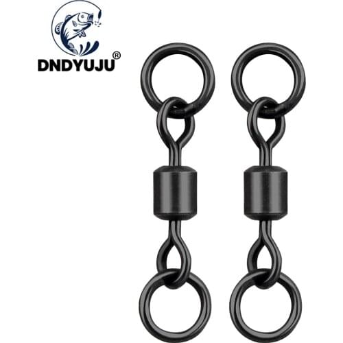 DNDYUJU 20pcs Size 4#-7# Black Carp Fishing Accessories Double Swivel Rig Rings Ball Bearing Rolling Circle Hooks Fishing