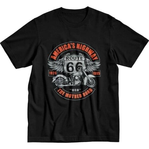 Vintage Route 66 America Highway T Shirt Men Cotton Tee Tops Biker Tshirts Short Sleeved Fashion Streetwear T-shirt Merch Gift