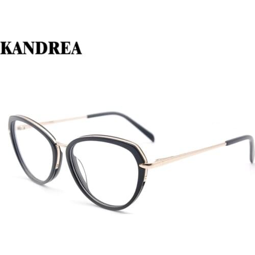 KANDREA 2020 Fashion Women Metal Optical Glasses Frame Female High Quality Cat Eye Eyeglasses Oversized Design Myopia Eyewear