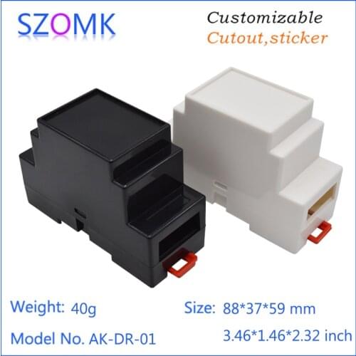 2 pieces, szomk hot selling abs material plastic enclosure for electronics plastic box 88*37*59mm plc din rail junction box