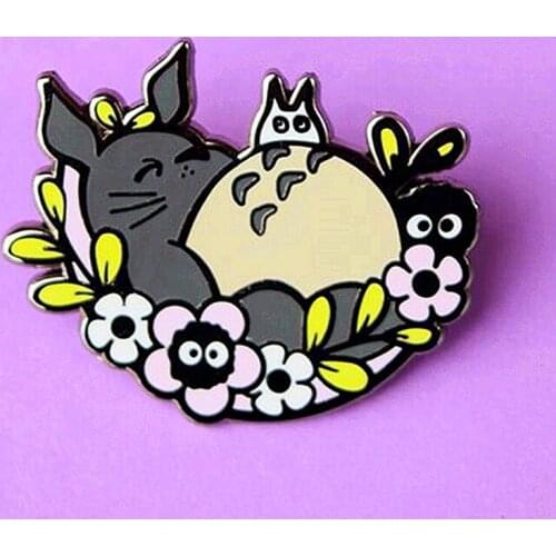 Cartoon Anime Sleeping Cat Flower Enamel Brooch Pin Metal Badges Lapel Pins Brooches Jackets Jeans Fashion Jewelry Accessories