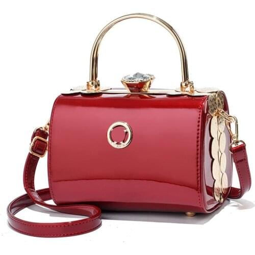 Fashion Bright Leather Female Handbag Luxury Women Clutch Bag Designer Wedding Party Evening Bag Bridal Rhinestone Shoulder Bag