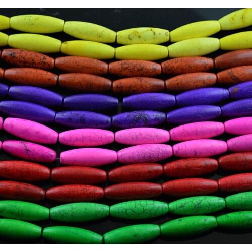 Candy Color Oval Shape Dyed Howlite Beads Long Barrel Shape DZI Howlite Beads 5pc/lot