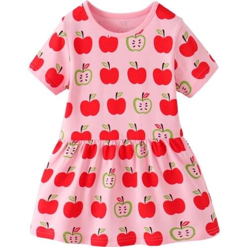Funnygame New 2020 Apple Girls Dresses for Summer Cotton Baby Clothes Princess Party Kids Girls Tunic Dresses