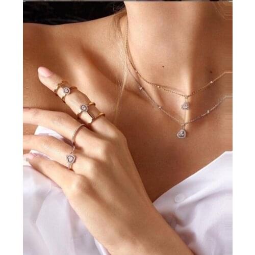 CZ Heart Pendant Necklace Sparking Bling Girl Women Cubic Zirconia Wedding Engagement Gift Jewelry