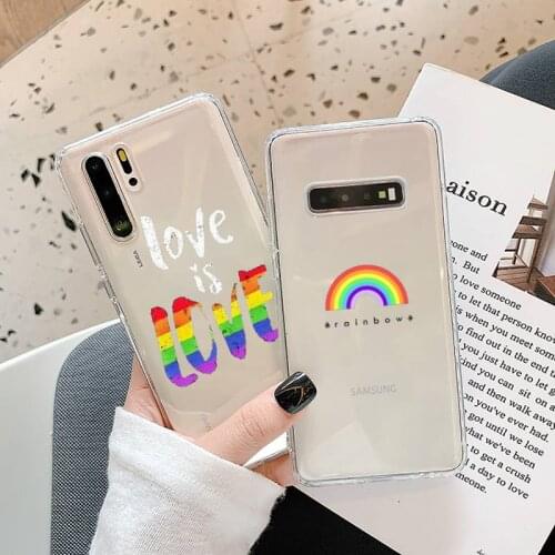 Gay Lesbian LGBT Rainbow Phone Cases Transparent for Samsung A71 S9 10 20 HUAWEI p30 40 honor 10i 8x xiaomi note 8 Pro 10t 11
