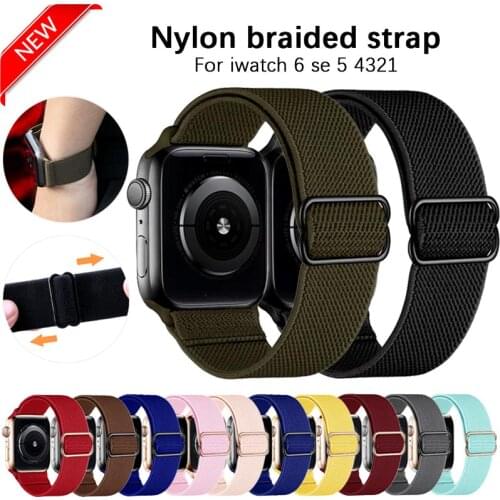Elastic Nylon Solo Loop Strap for Apple Watch Band 6 SE 38mm 40mm 42mm 44mm Bracelet For iwatch Series 6 5 4 3 Watch Acessaries