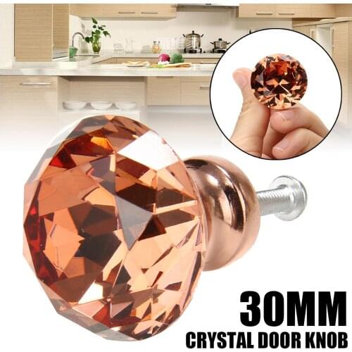 1pcs Crystal Diamond Knob Rose Gold Furniture Kitchen Drawer Cabinets Handles Dresser Pulls Closet Decoration Handle