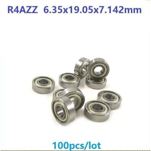 100pcs/lot R4AZZ R4A ZZ 2Z Metal shielded ball bearing 1/4" x 3/4" x 9/32" inch Deep Groove Ball bearing 6.35x19.05x7.142 mm