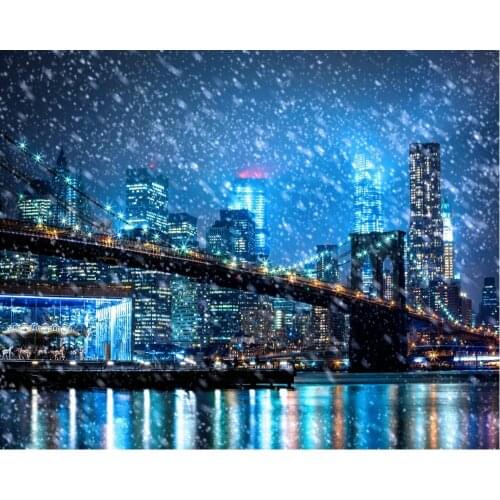 The Bustling City Snow Scene in Winter Backdrop Baby Shower Party Birthday Room Decor Photo Booth Studio Prop