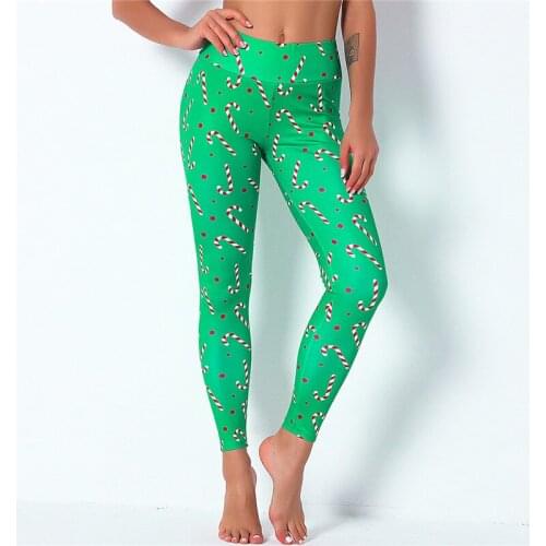 Rooftrellen 8%Spandex Candy Printed Gym Leggings Christmas Gift Workout Casual Leggings Autumn Pants Running Pants Sportswear