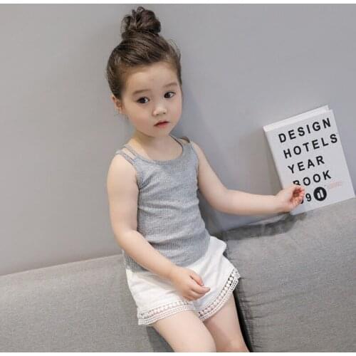 Girls' Suspender Top 2021 Summer New Childrens Casual Solid Color Versatile Suspender Vest Solid Color Bottom Coat