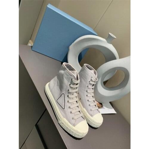 Women Canva Shoes High Top Thick Bottom Platform Thick Bottom Flat Shoes Women Sneakers Lace-up 2021 New Luxury Brand Designer