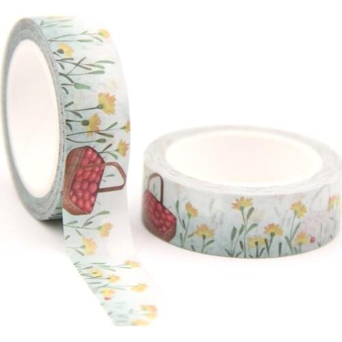1PC/lot 15MM*10M Solar Term Summer Grass Fruit Flower washi tape Masking Tapes Decorative Stickers DIYStationery School Supply