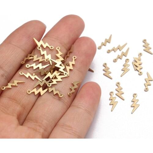 100pcs Raw Brass Mini Charms Flash Lightning Charm Pendant For DIY Jewelry Making Finding Necklace Bracelet Pendant Accessories