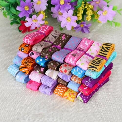 1yard/pc 6/12/20pcs Random Mixed Style Polyester Grosgrain Ribbon Wedding Decoration Wrap Christmas Gift Packing Belt DIY Crafts