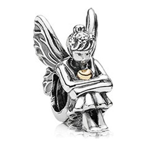 10PCS Antique Silver Color Forest Fairy Bead European Wings Angle Big Hole Bead Fit Snake Bracelet&Bangle Jewelry Accessories