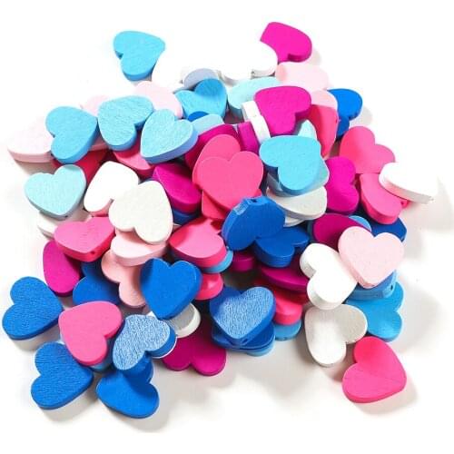 Popular DIY 10Pcs/Set Colorful Heart Shape Wooden Beads Wood Charms Spacer Beads For Kids Jewelry Findings Making 23x21mm HOT