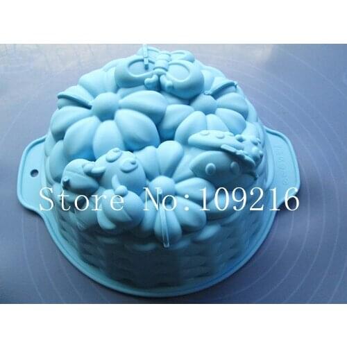 Wholesale!!1pcs 7inch Bee&Insects&Flowers Good Quality 100% Food Grade Silicone Cake/Pizza/Bread DIY Moulds