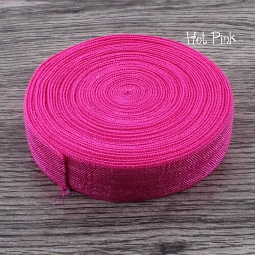 120Y OEM 5/8 Shiny Solid Highly-flexible Nylon Folded Over Elastic Webbing Ribbon Stretch FOE for Hair Tie/Hair Bows/Headbands