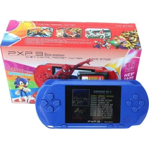 16 Bit PXP3 Handheld Game Player Video Game Console with AV Cable Support TV-out 2 Game Cards PXP 3 Slim Station Classic Games