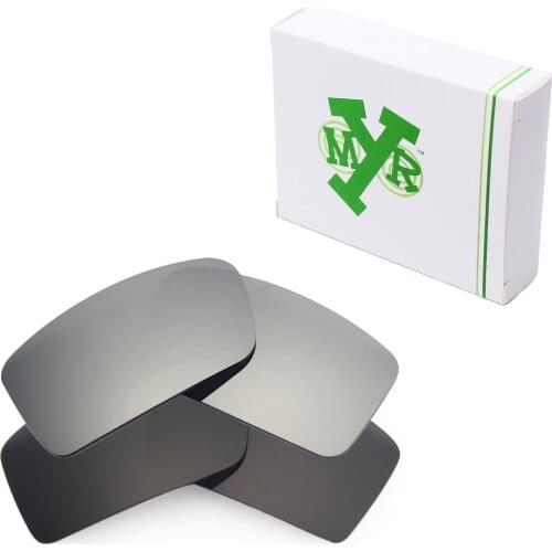 2 Pairs Mryok POLARIZED Replacement Lenses for Oakley Gascan Small Sunglasses Stealth Black & Silver Titanium
