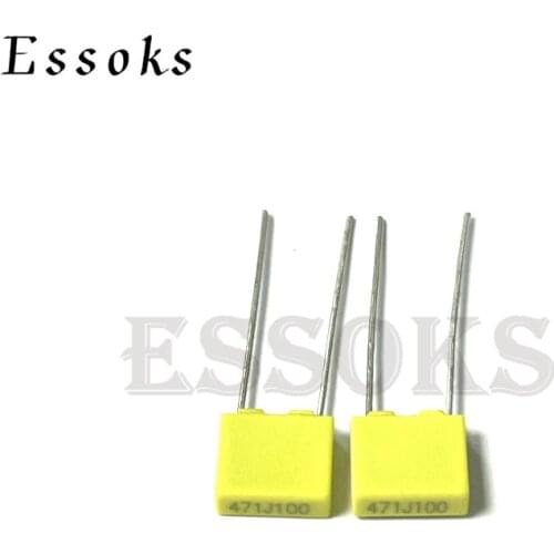 20PCS Correction capacitor 100V 0.47NF 100V471J 471 471J Pitch 5mm Polypropylene Safety Plastic Film capacitors