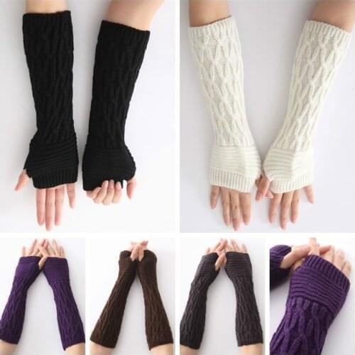 50Pcs/Lot 25Pair Arm Warmers New Womens Autumn Knitted Ankle Long Arm Warmer Wool Fingerless Glove Half Sleeves