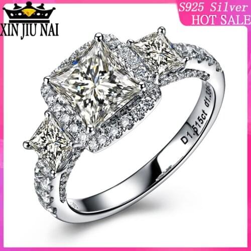 925 sterling silver Luxurious ladies with full and micro-inlays square D-shaped diamond, moon goddess of the engagement ring