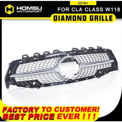 W177 Diamond Grill For Bens New Cla Class W118 C118 Year 2019 2020+ For CLA 180 CLA200 CLA35 Silver Black Diamond mesh Grille