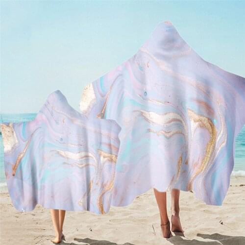 Free shipping Holiday Gift Marble Marbling Adult Kids Family Hooded Beach Towel Cape Sports Gym Surfing Pool Swim Spa