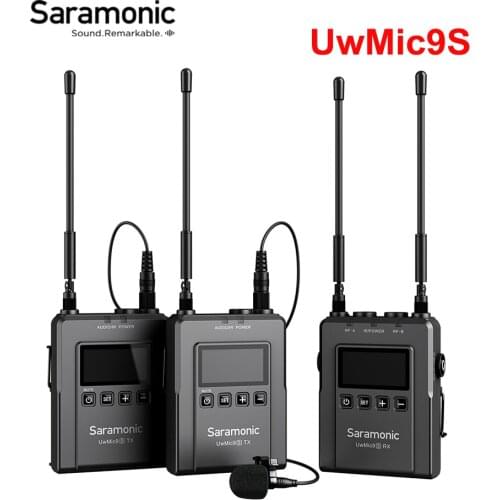 Saramonic UwMic9S TX9S UHF Wireless Microphone System Dual Channel Lavalier Condenser Mic for DSLR Camera Camcorder Mixer